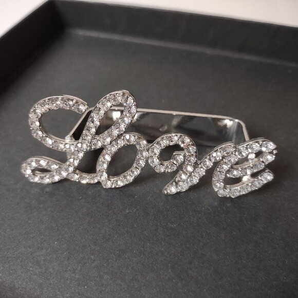 3 Finger Silver Tone Love Ring - Picture 1 of 9